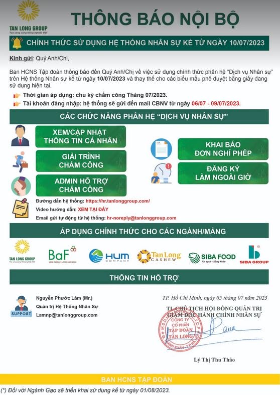 Hcm Kh F-Solution Golive Hệ Thống F-Solution.iHRP Cho Tập đoàn Tân Long